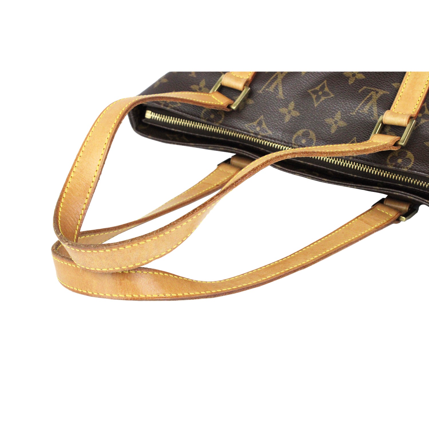 Cabas Piano vintage - LOUIS VUITTON en toile Monogram et cuir vachetta naturel.