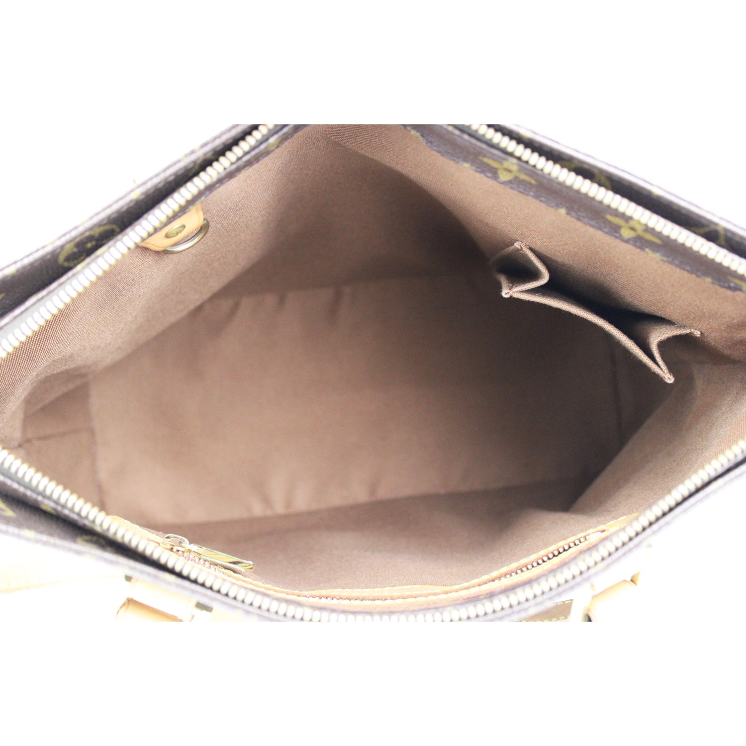 Cabas Piano vintage - LOUIS VUITTON en toile Monogram et cuir vachetta naturel.