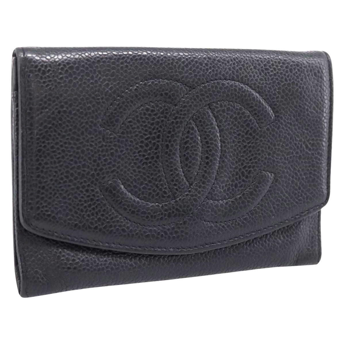 Chanel - Portefeuille vintage caviar CC