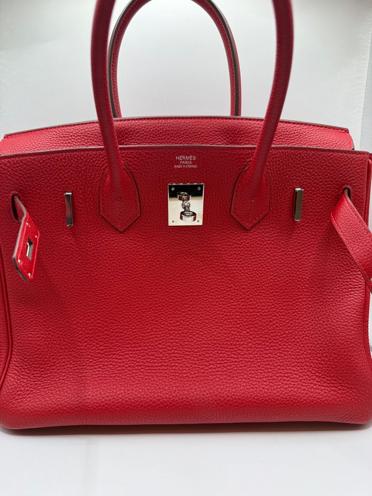 HERMES Birkin 30 cuir togo rouge vermillon