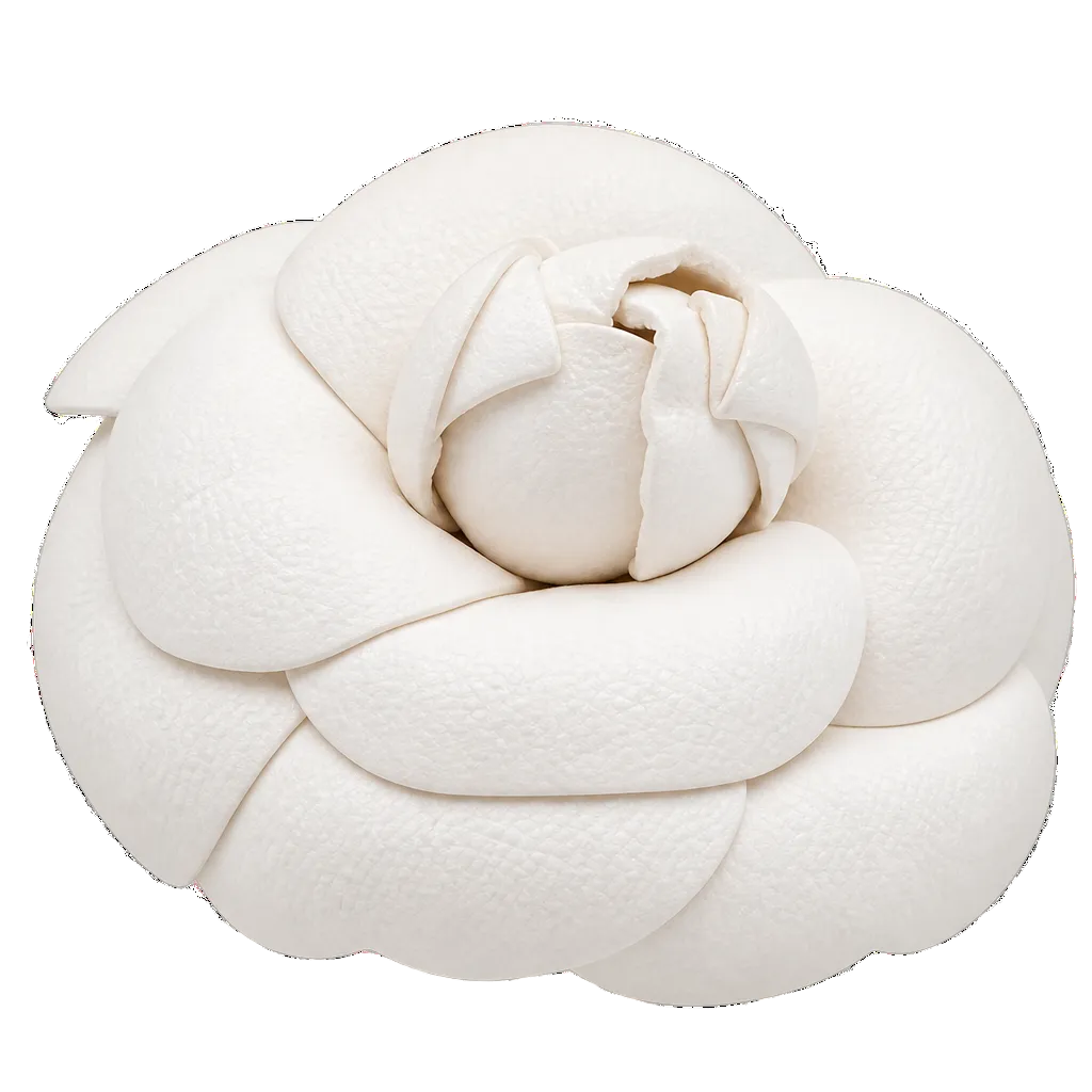 Chanel - Broche Camélia vintage en cuir
