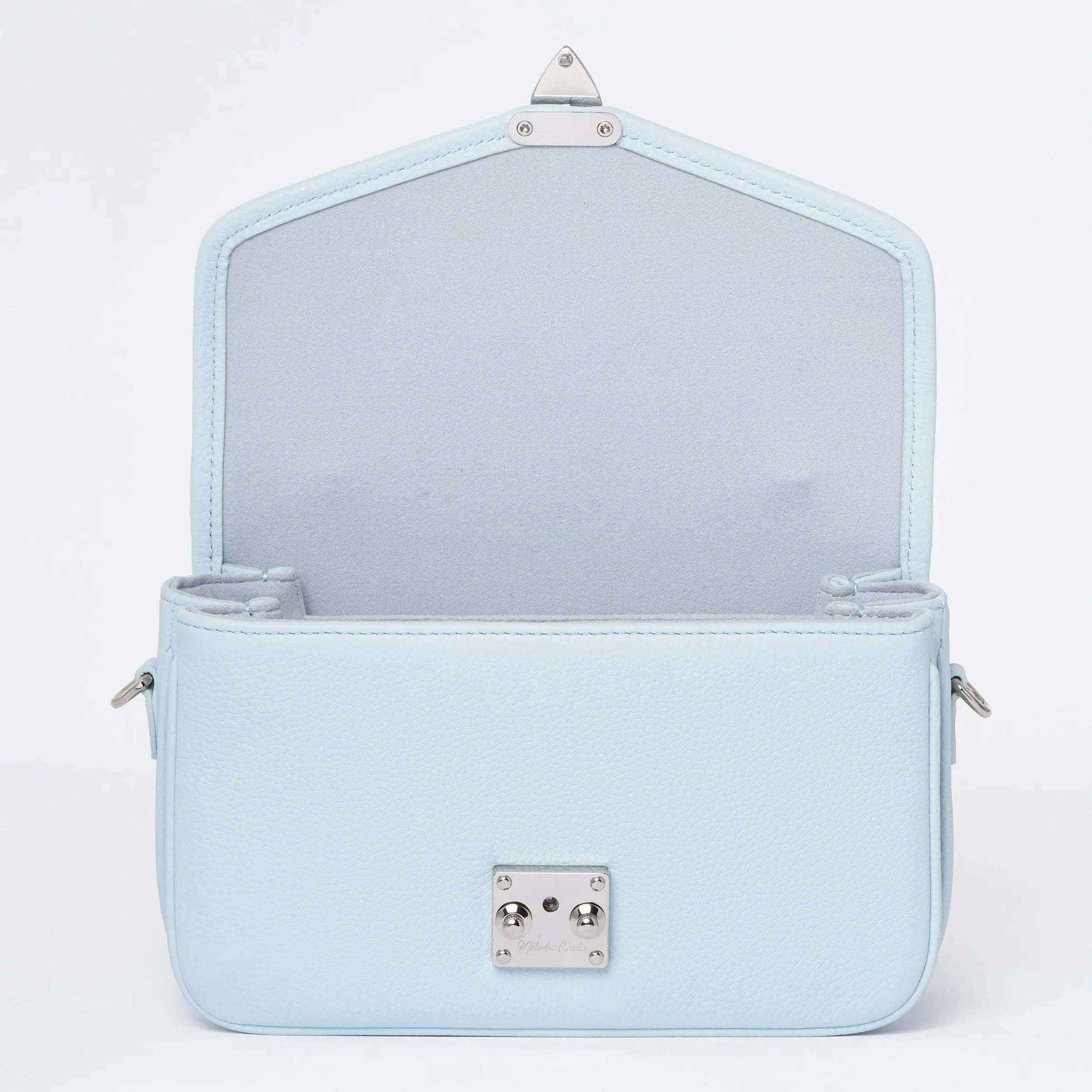 DRESSUPYOURPURSE | PETIT PARIS 15 - Togo Leather - Ice blue / silver