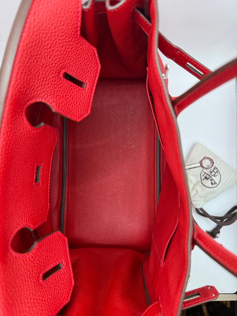 HERMES Birkin 30 cuir togo rouge vermillon