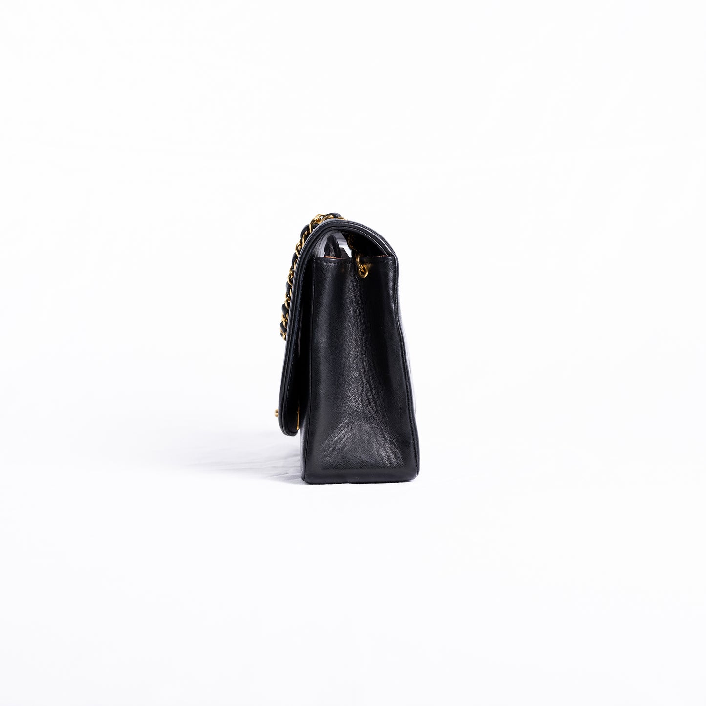 Vintage CHANEL Diana single Flap Bag en cuir d'agneau noir + certificat entrupy