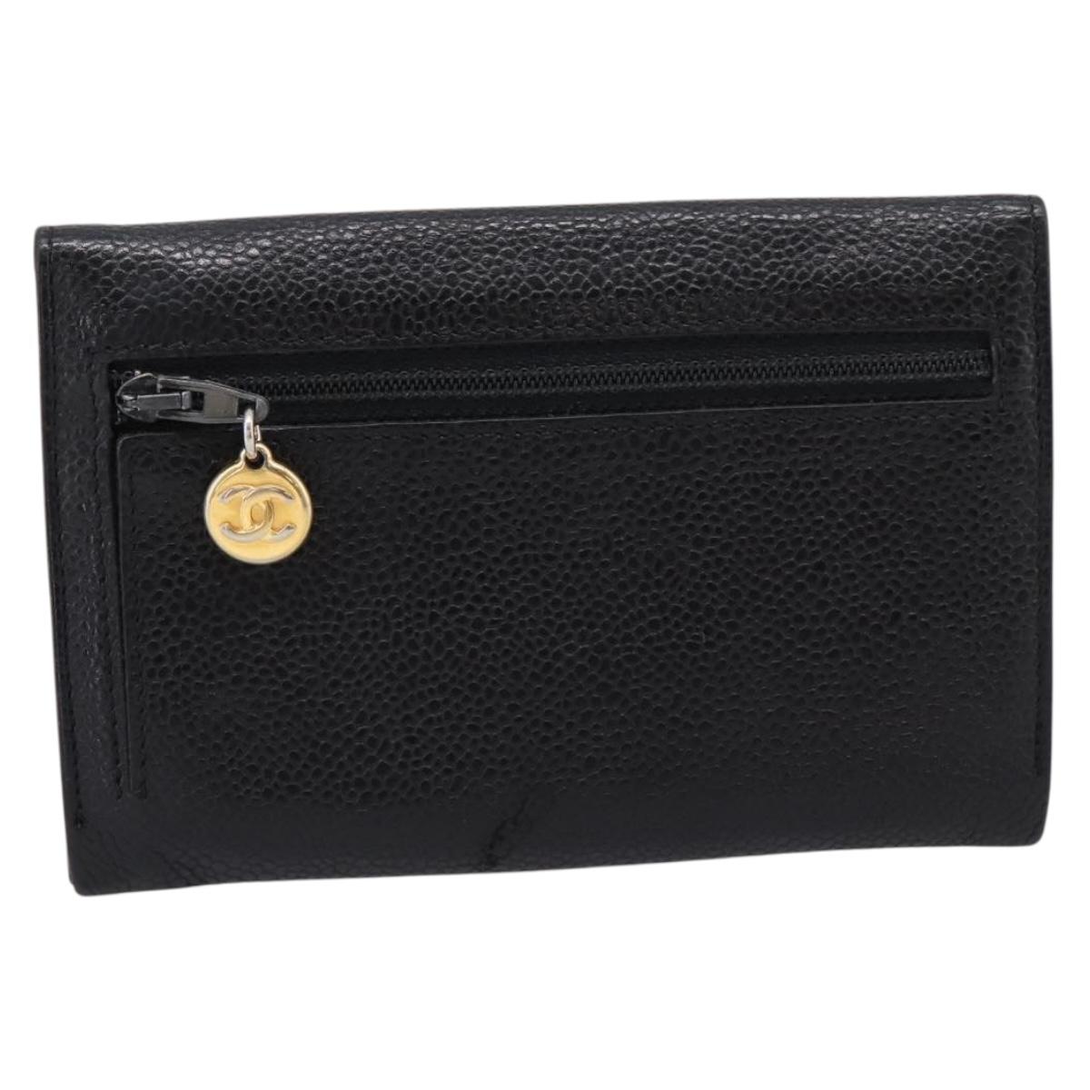 Chanel - Portefeuille vintage caviar CC