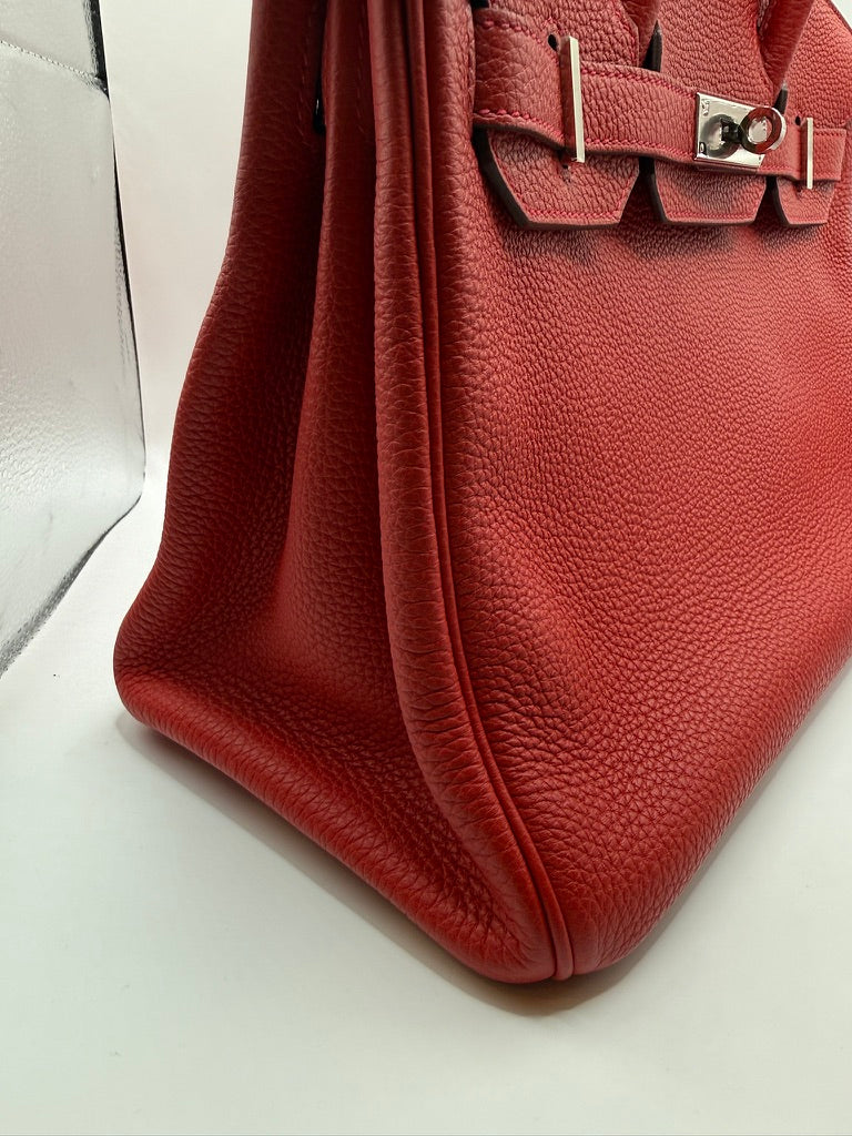 HERMES Birkin 30 cuir togo rouge vermillon