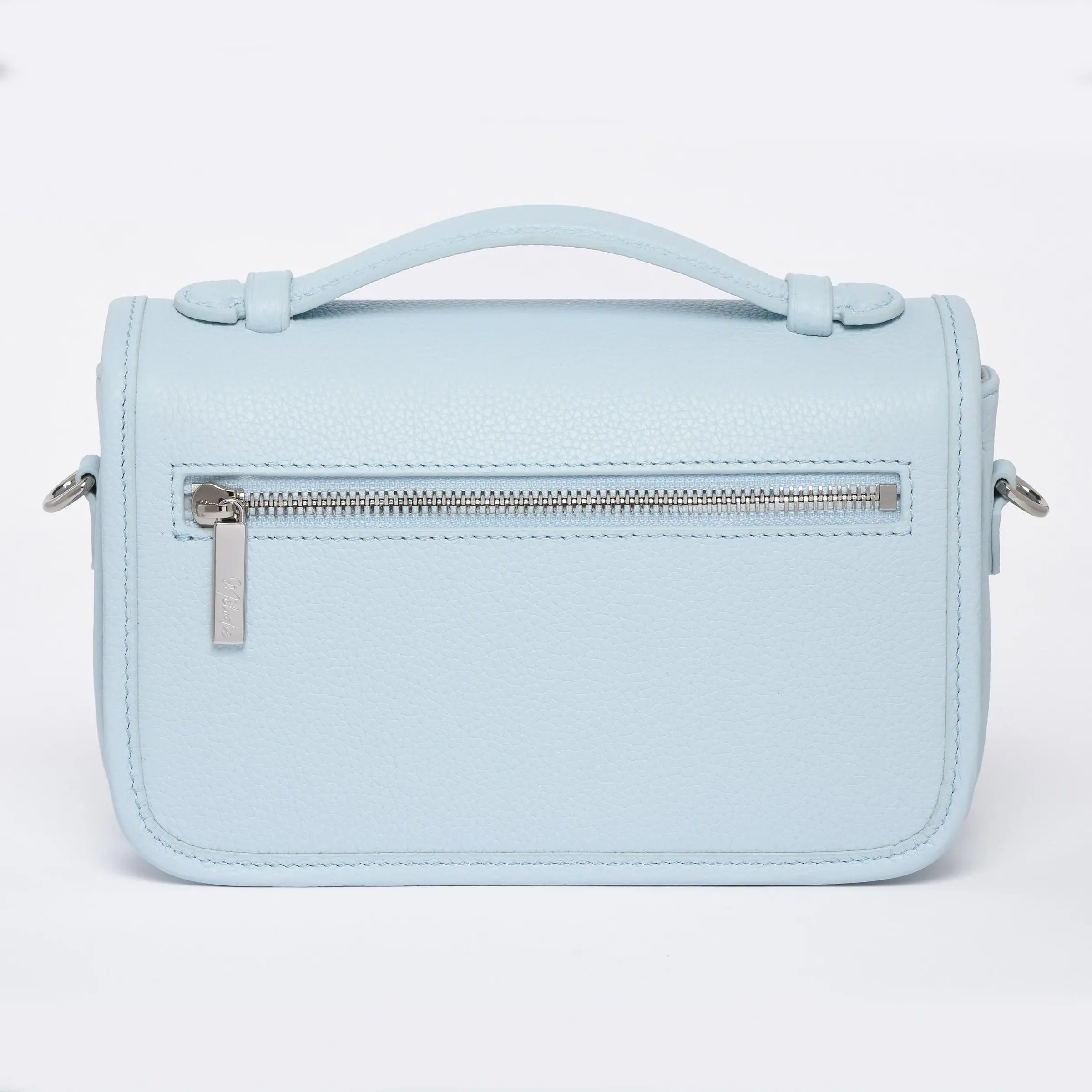 DRESSUPYOURPURSE | PETIT PARIS 15  - Togo Leather - Ice blue / silver