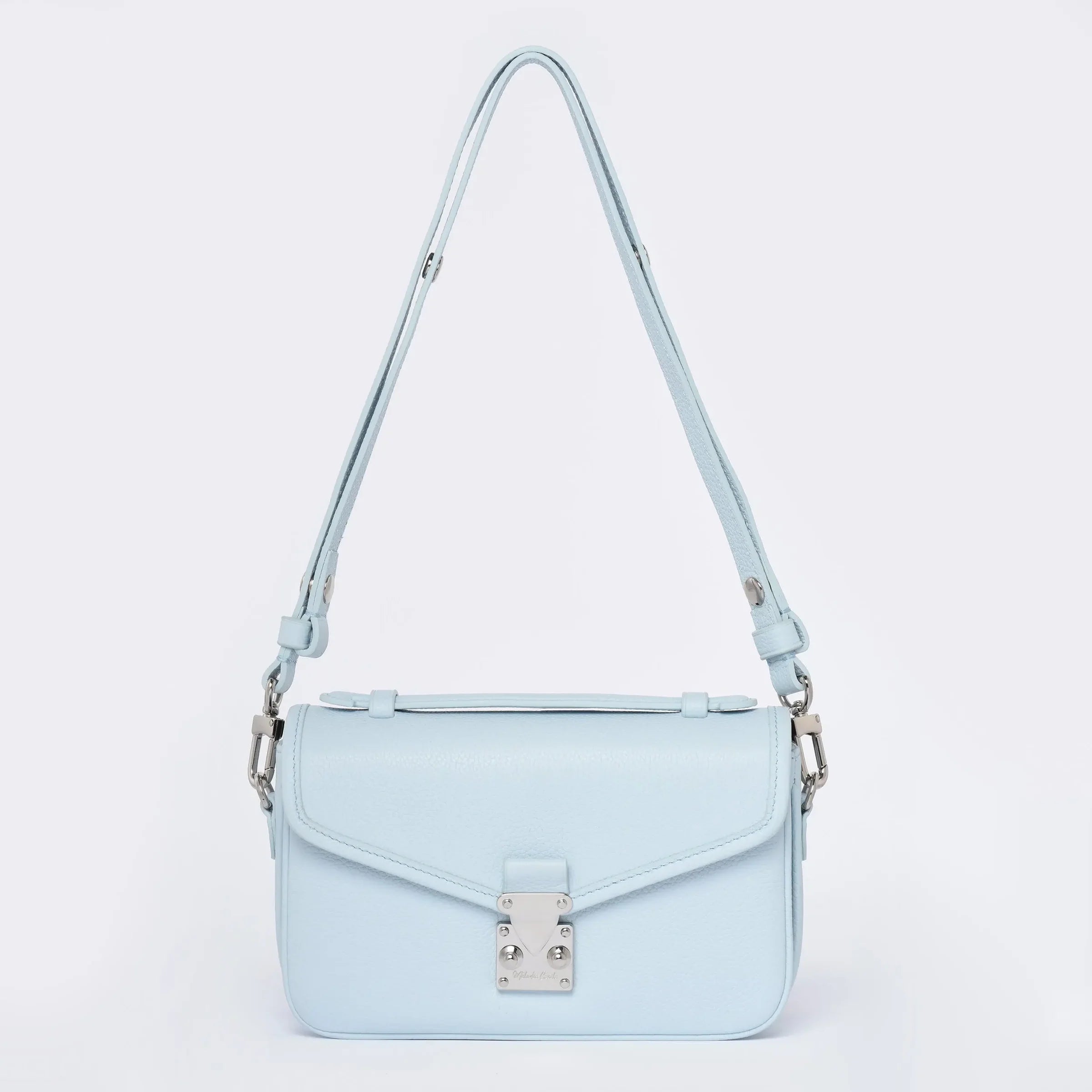 DRESSUPYOURPURSE | PETIT PARIS 15  - Togo Leather - Ice blue / silver