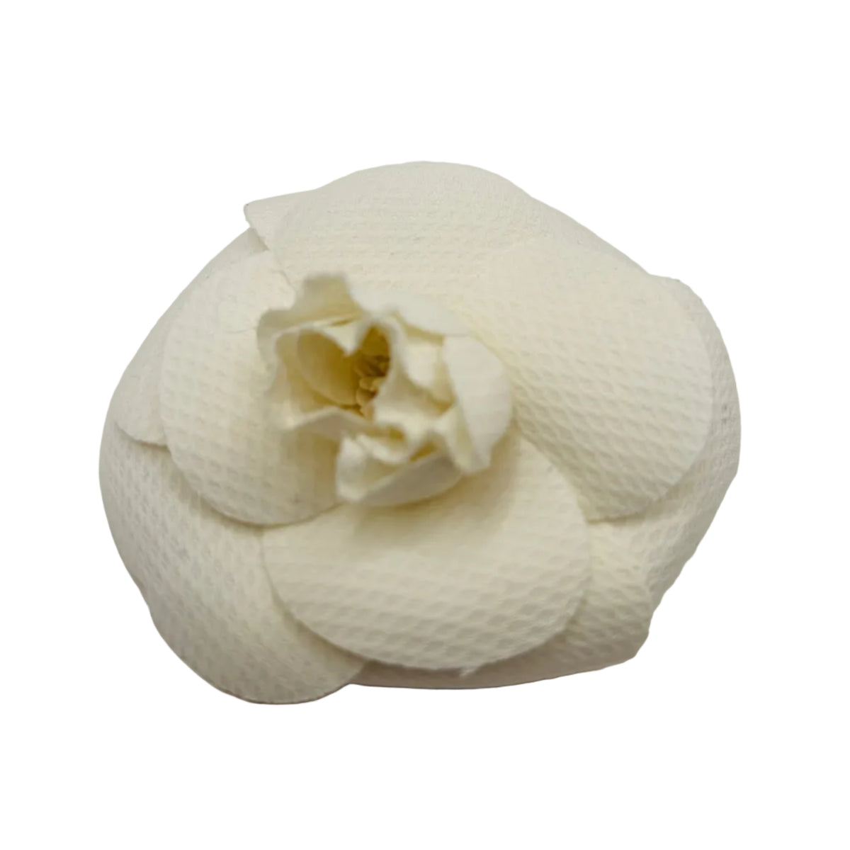 Chanel - Broche Camélia vintage coton piqué