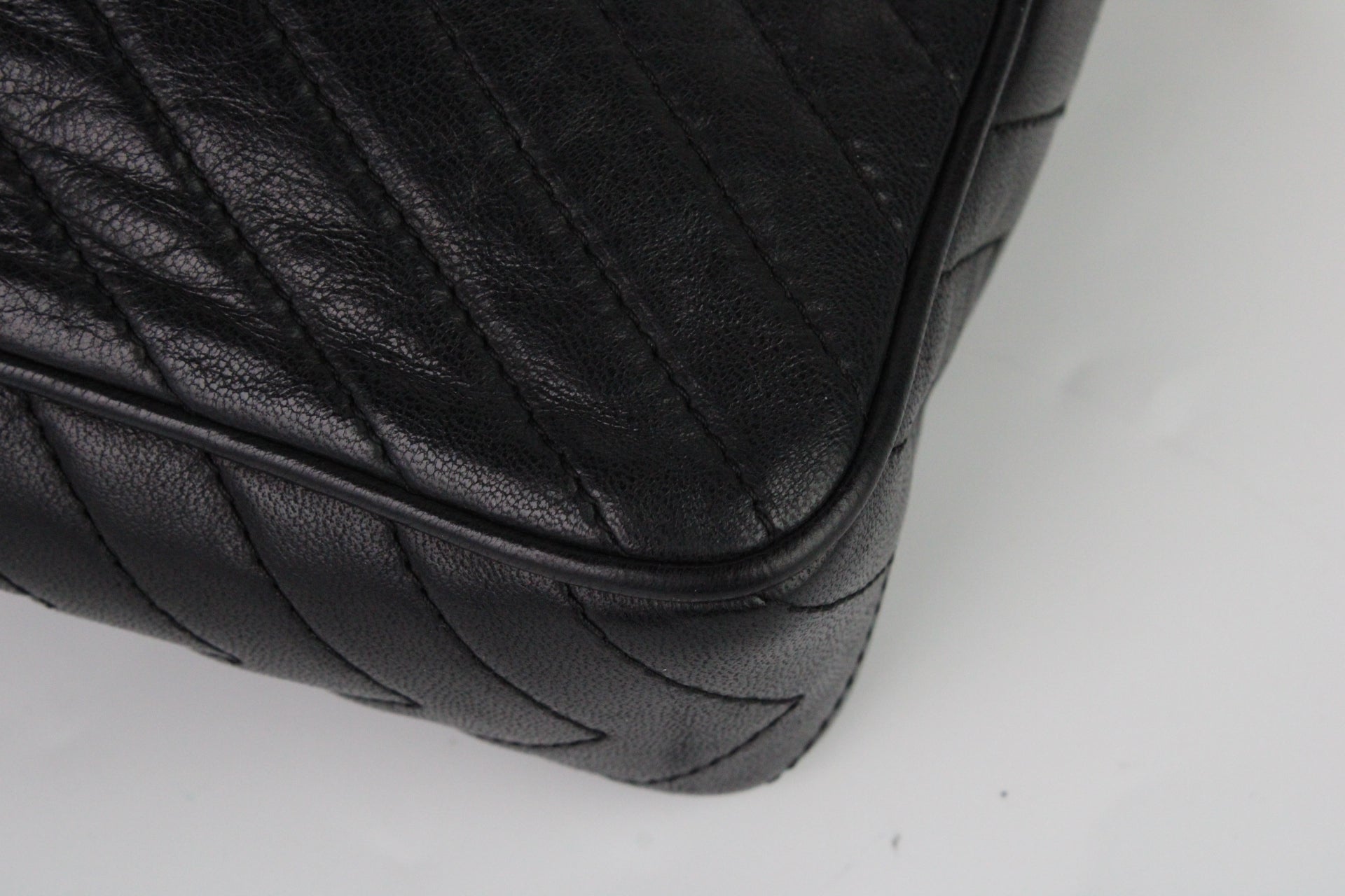 CHANEL Camera Chevrons Pompon Lambskin