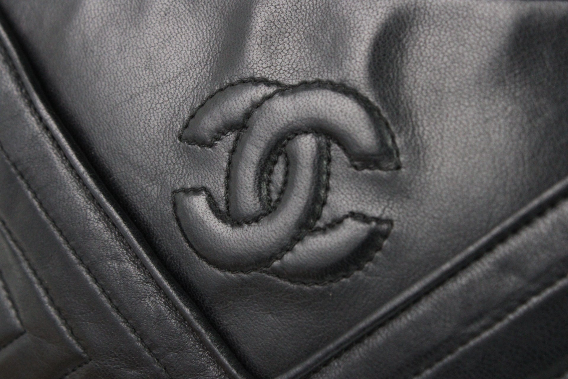 CHANEL Camera Chevrons Pompon Lambskin
