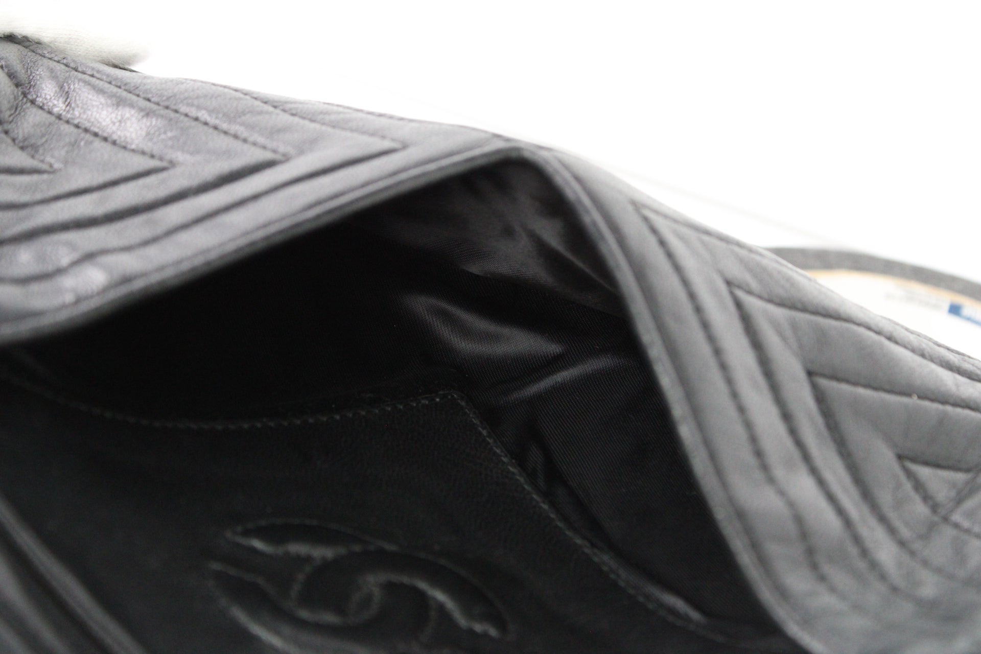 CHANEL Camera Chevrons Pompon Lambskin