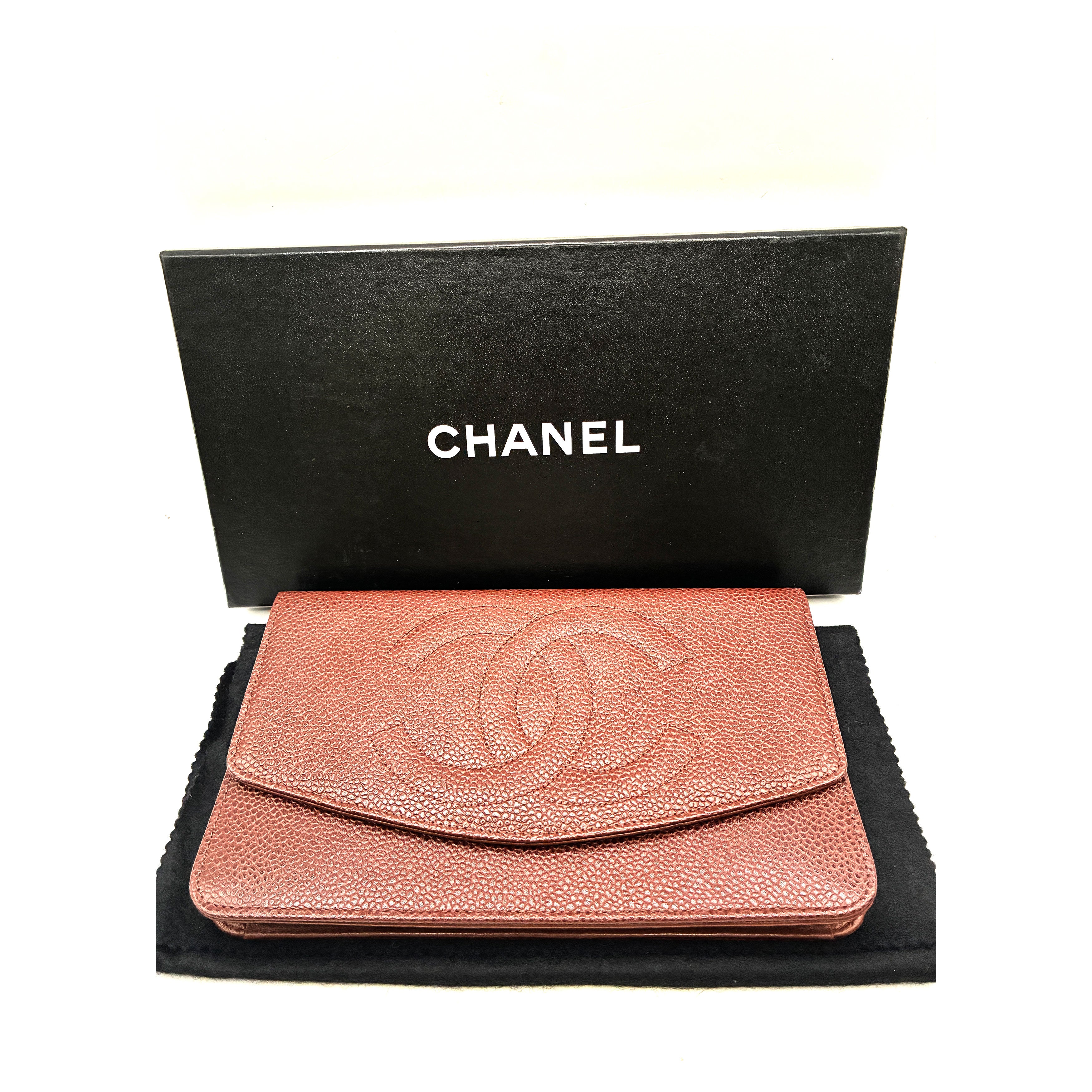 Chanel - Portefeuille Marron CC Caviar