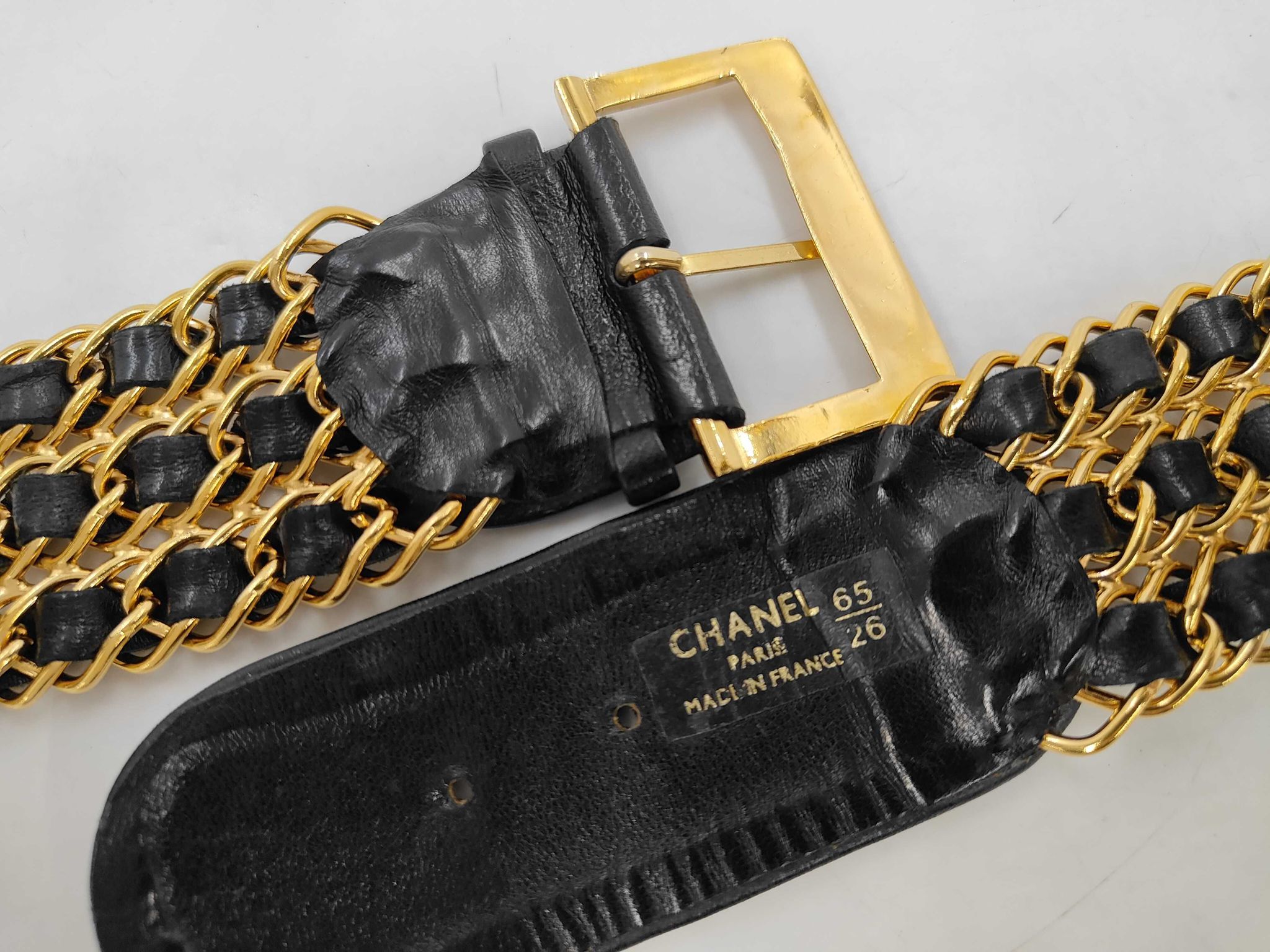 Chanel - Ceinture Vintage en Chaînes et Cuir entrelacé