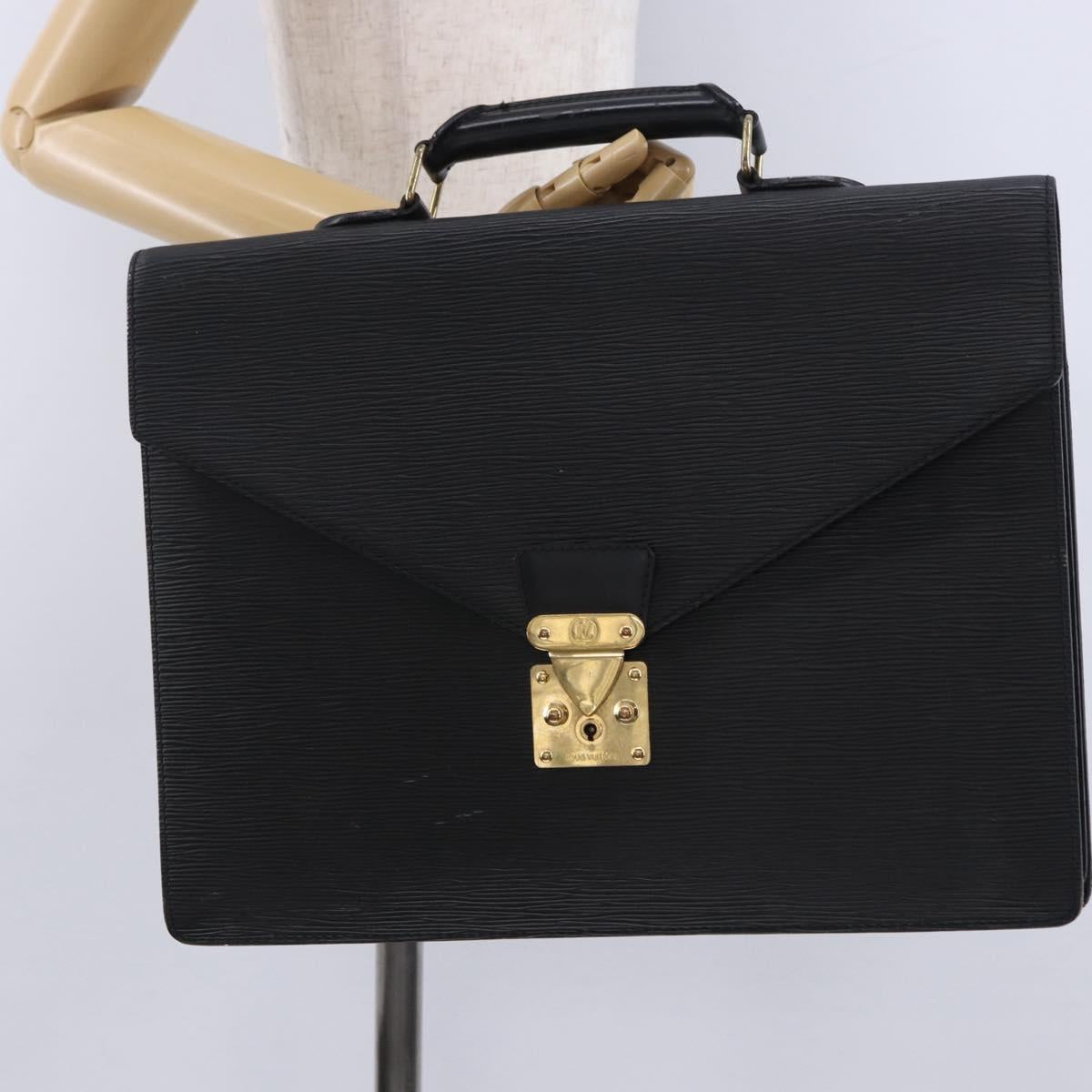 Louis Vuitton – Serviette Conseiller en cuir Épi noir