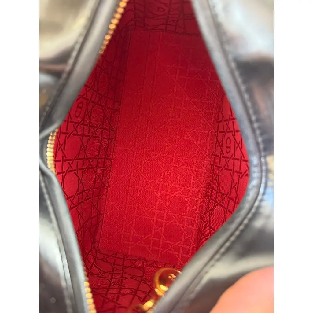 Dior - Lady dior en cuir de veau glacé noir - bijouterie dorée