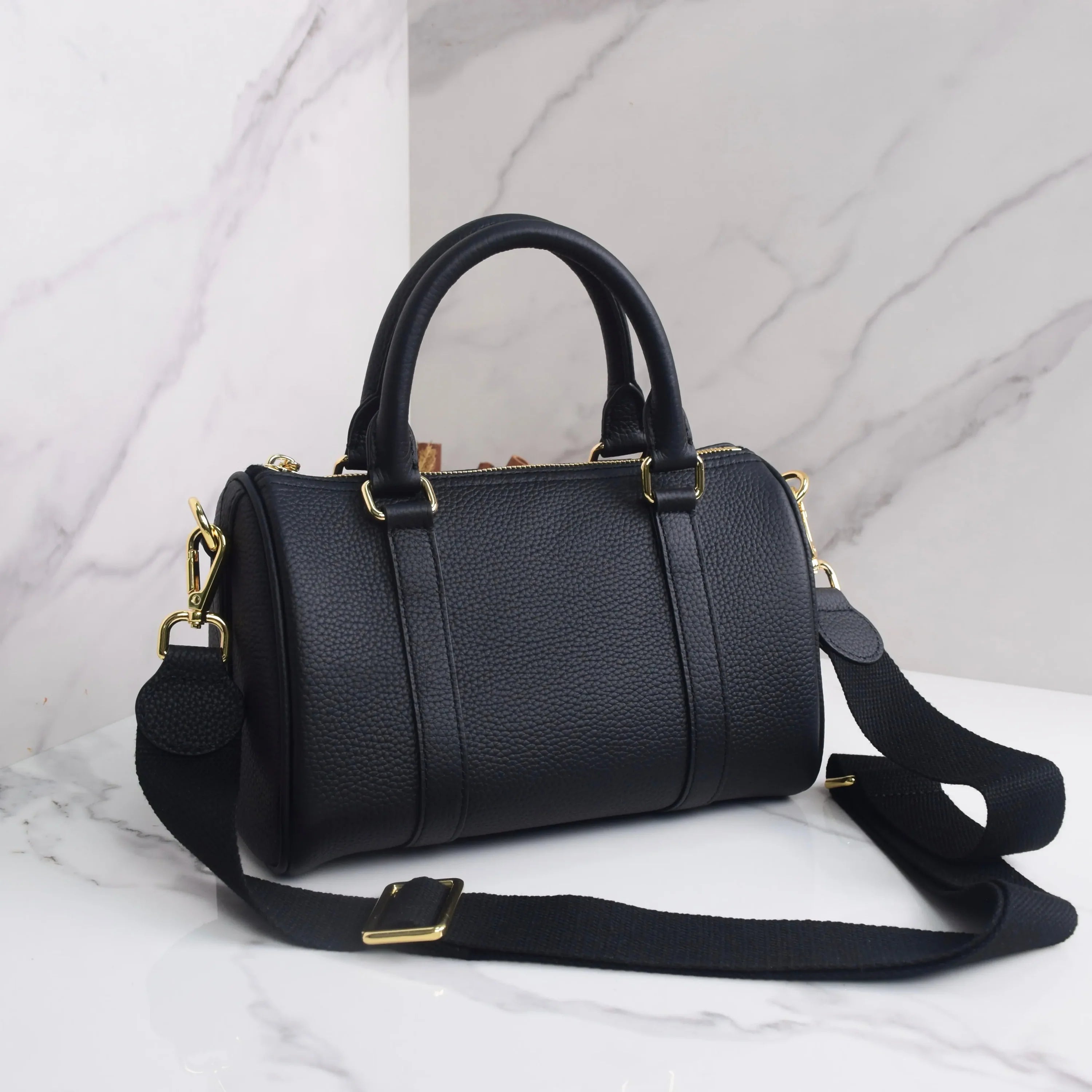 DRESSUPYOURPURSE | MINI BOSTON BAG - Togo Leather - BLACK