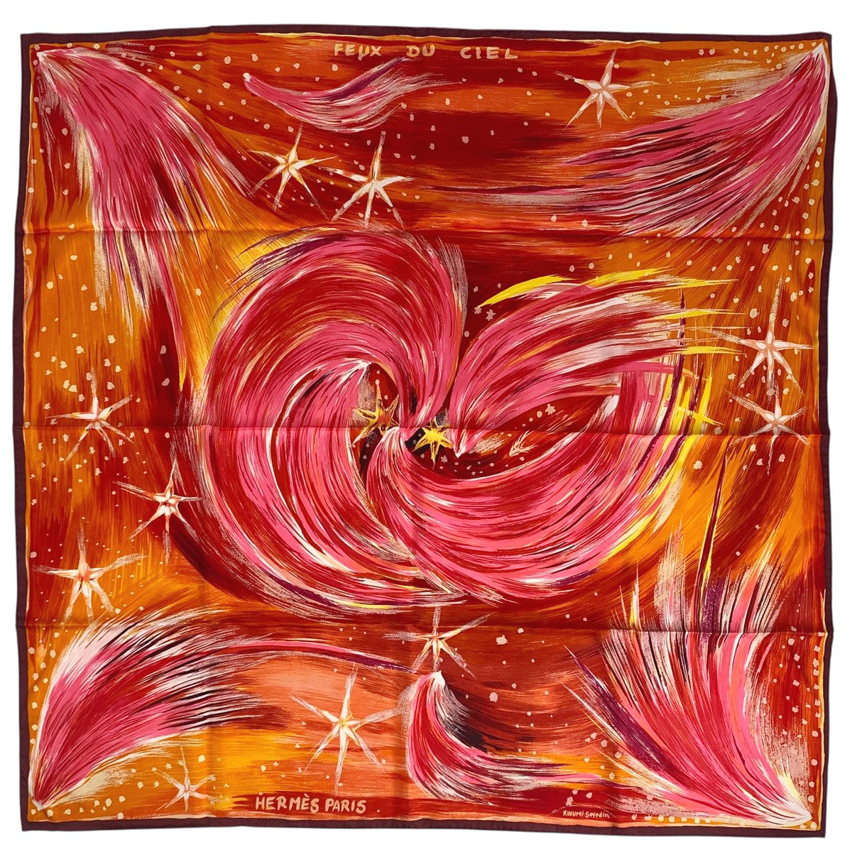 HERMES - Carré en soie 90cm - Feux du ciel