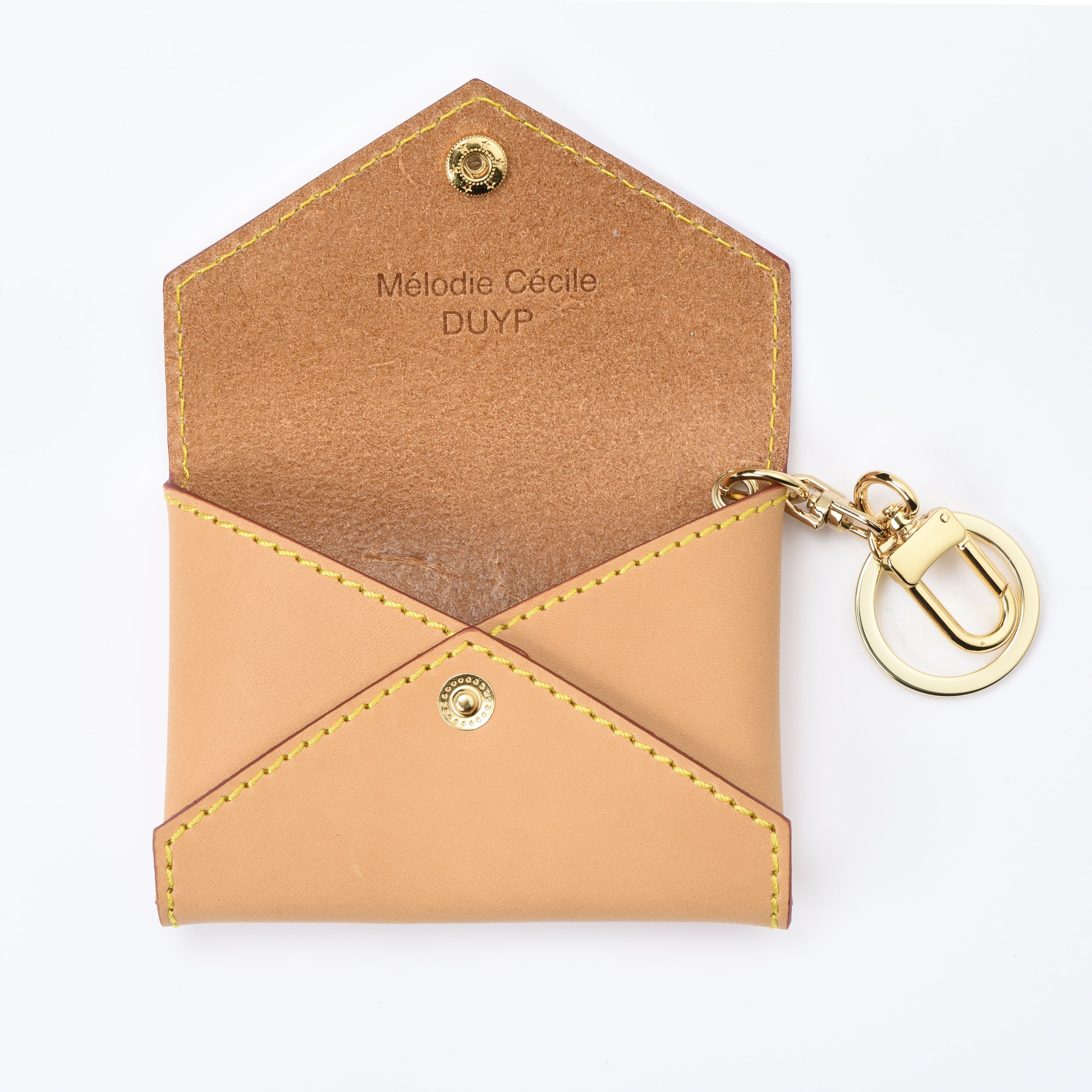 DRESSUPYOURPURSE | Mini enveloppe cuir miel avec porte-clés