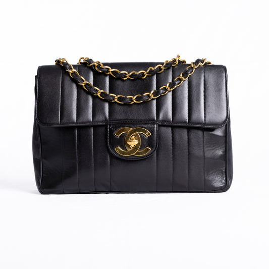 CHANEL Sac Mademoiselle Jumbo Lambskin + certificat Entrupy