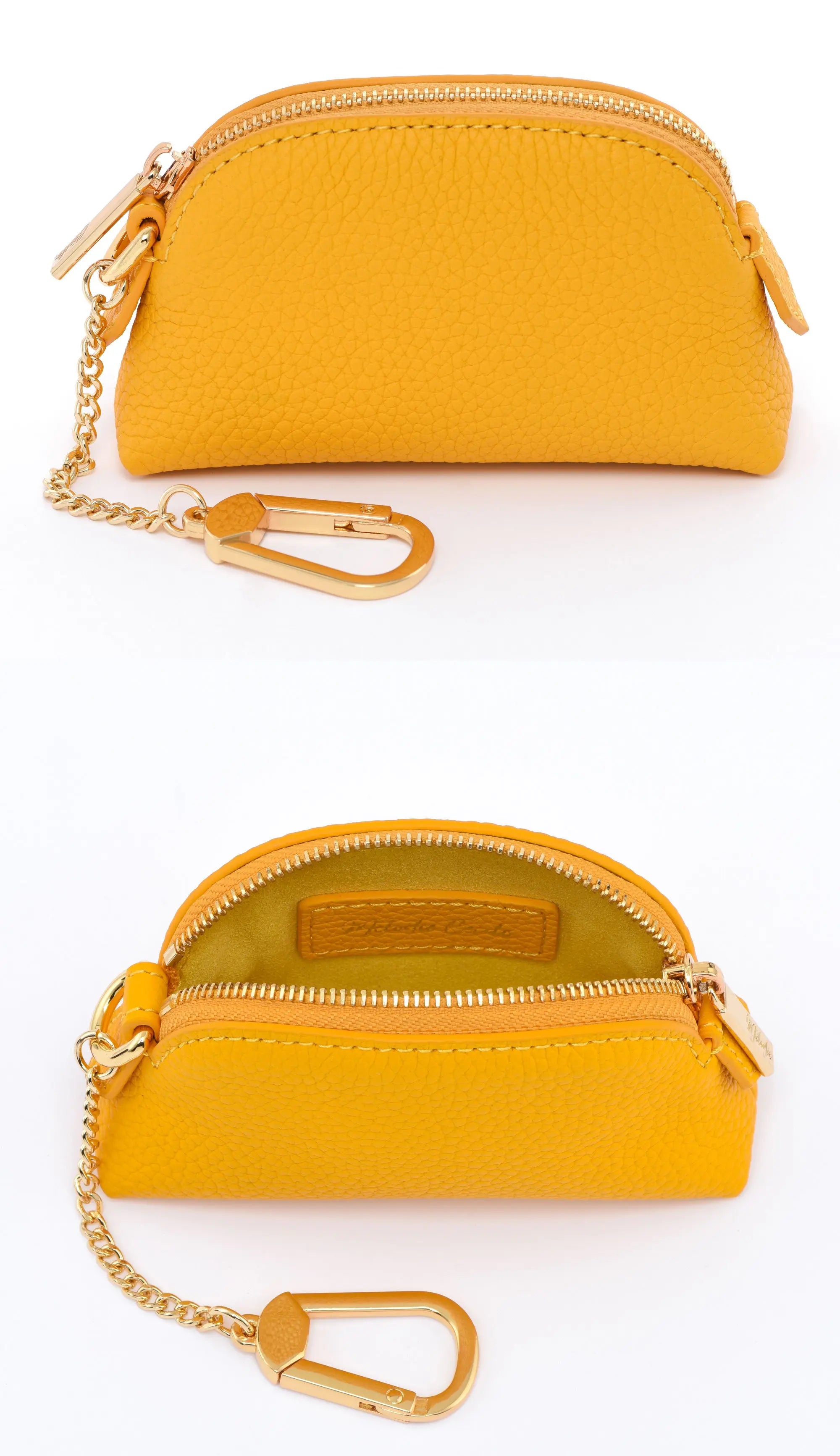 DRESSUPYOURPURSE | The Lippy Case - Togo Leather Mini Cosmetic Pouch - SUN YELLOW